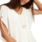 BCX Juniors' Tie-Sleeve Layered-Look Top White Size S