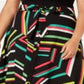 Bar III Women's Belted Button Front Printed Knee Length a Line Skirt Black Size 16W
