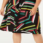 Bar III Women's Plus a Line Striped Skirt Black Size 24W