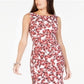 Alfani Women's Printed Jewel Neck MIDI Mermaid Dress Red Size 14