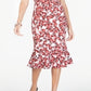 Alfani Women's Printed Jewel Neck MIDI Mermaid Dress Red Size 14
