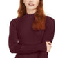 Maison Jules Women's Ribbed Mock Neck Top Red Size Large