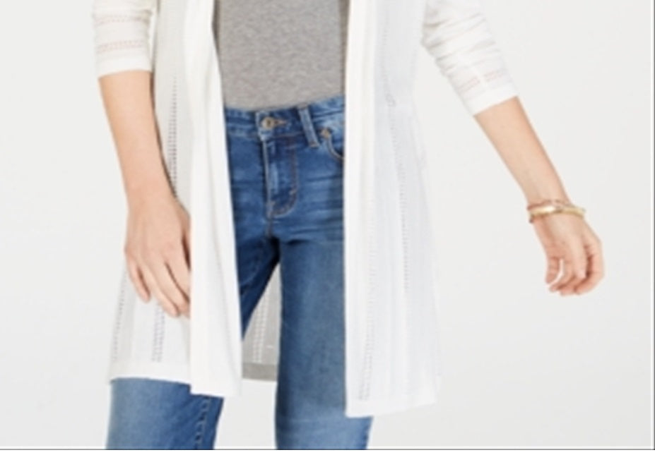 Charter Club Women's Pointelle Duster Cardigan White Size -Petite XL