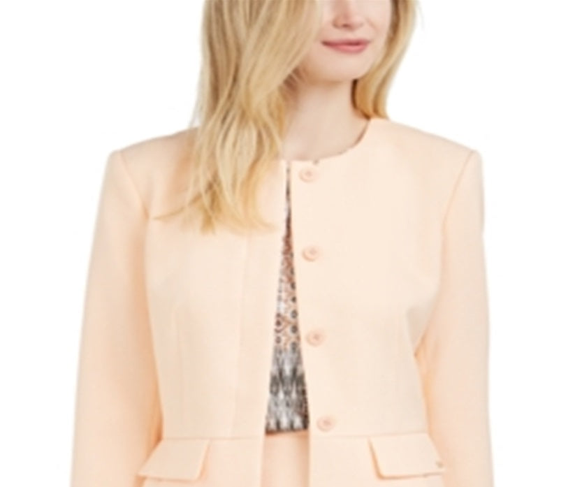 Calvin Klein Women's Peplum Hem Back Slit Blazer Orange Size 8