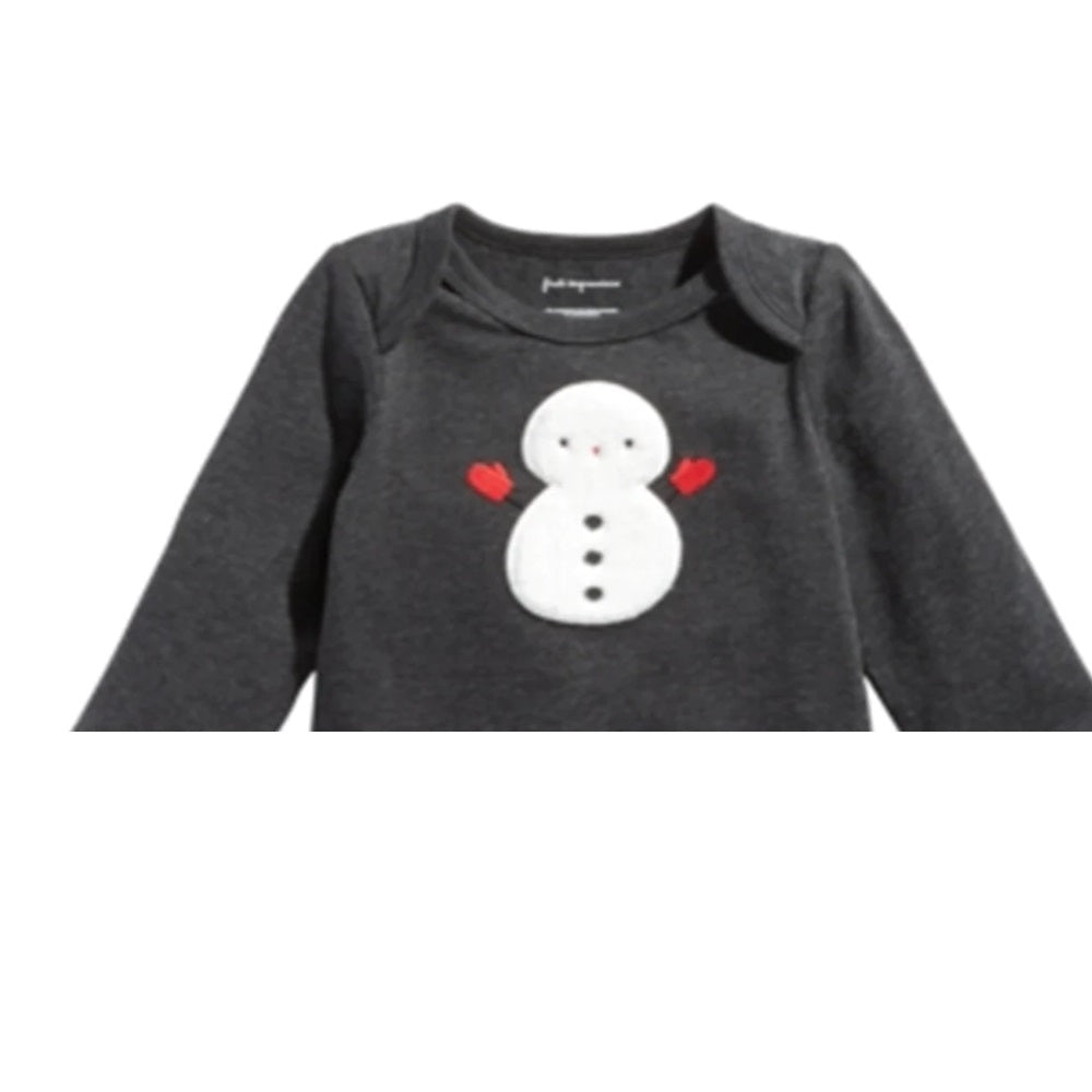 First Impressions Baby Boy's Long Sleeve Snowman Bodysuit Gray Size Newborn
