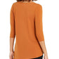 Alfani Women's Asymmetical Cut Out Blouse Orange Size Small