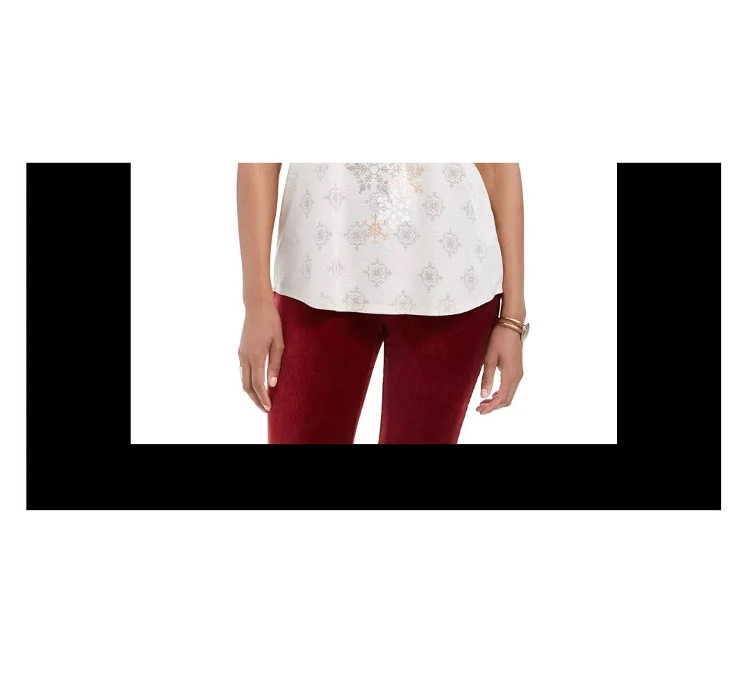 Style & Co Women's  Petite Snowflake-Graphic Top Snowfall Size  PL