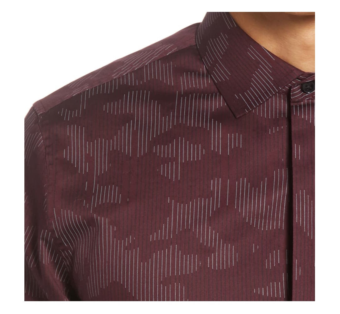 Karl Lengerfeld Men's Camo Print Work Wear Casual Shirt Red Size Medium
