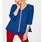 JM Collection Women's Jeweled Tiered-Hem Blouse, Cre Jmc Blue Steel Size M