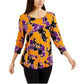 JM Collection Women's Floral-Print 34-Sleeve Jacqua Golden Poppy Cb Size M