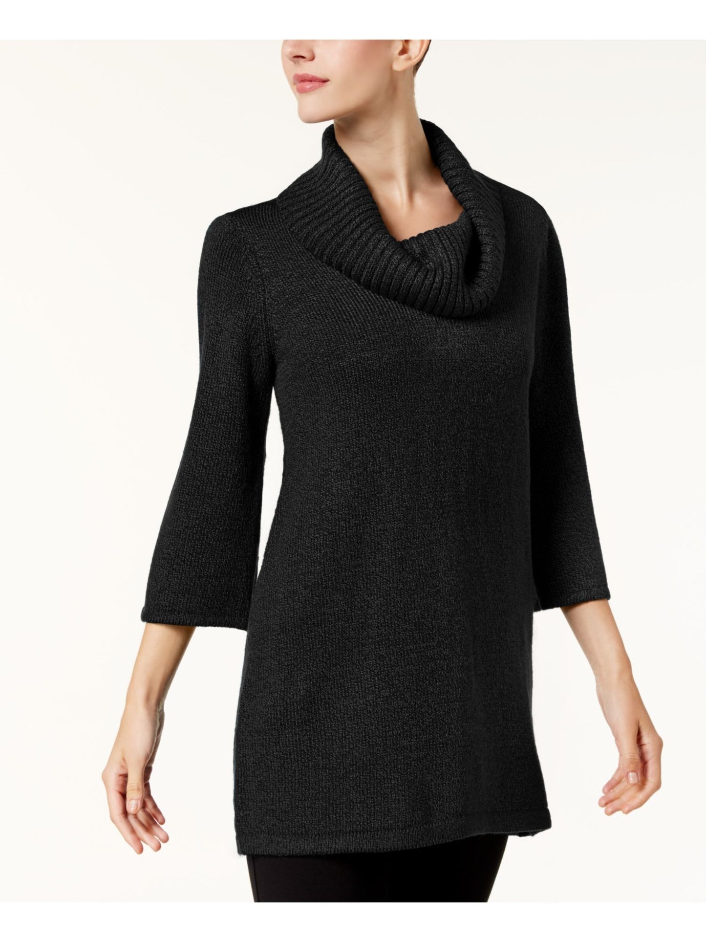 Karen Scott Women's Long Sleeve Cowl Neck Tunic Top  Black Size XS