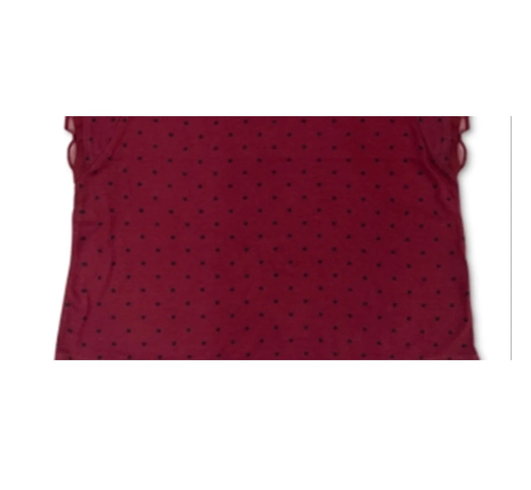 Style & Co Women's Dot Print Flutter Sleeve Top Red Size XX-Large