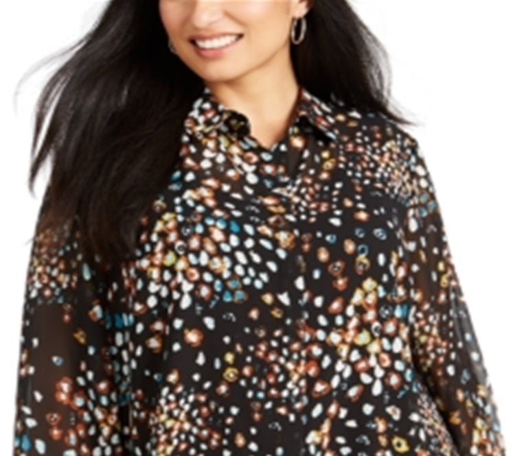 Alfani Women's Plus Printed Blouse Black Size 0X