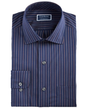 Club Room Men's Dress Shirt Performance Pinstripe Button Down Blue Size 36/37