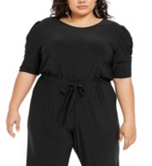 NY Collection Women's Plus Size Tie-Fr Black 1X