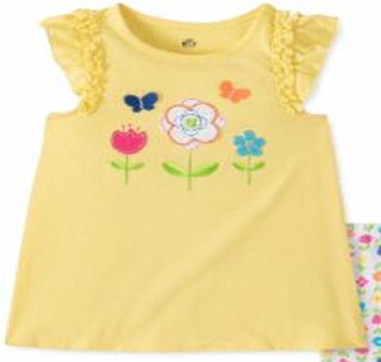 Kids Headquarters Little Girl's 2 Pc Flower Surprise Tunic & Leggings Set Yellow Size 5