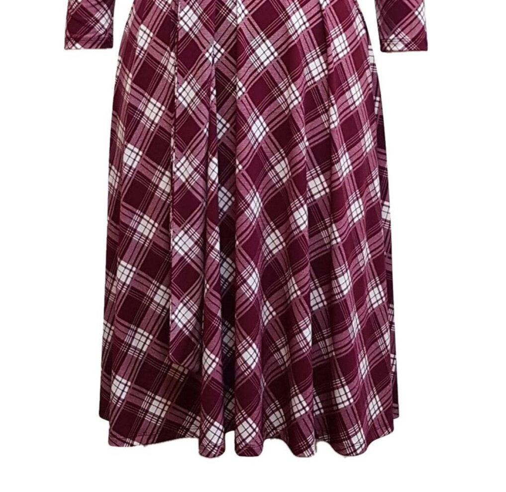 Charter Club Women's Plaid V Neck Dress Red Size Medium