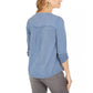 Style & Co Women's Floral Embroidered Cotton Top Blue Size Petite S