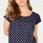 Style & Co Women's Printed Short Sleeve Crew Neck T-Shirt Blue Size X-Small