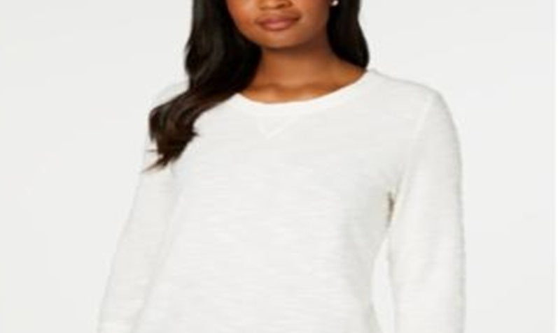 Karen Scott Women's Sport Marled Sweatshirt White Size Small