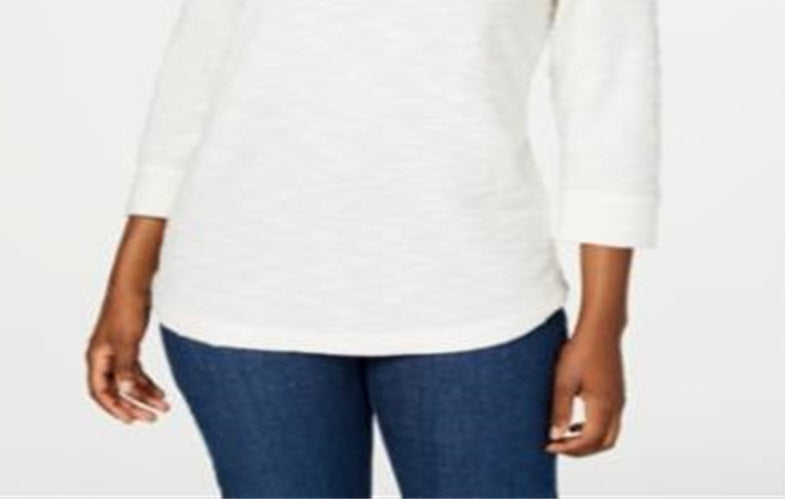 Karen Scott Women's Sport Marled Sweatshirt White Size Small