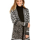 Style & Co Women's Leopard Print Open Front Cardigan Gray Size Petite M