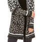 Style & Co Women's Leopard Print Open Front Cardigan Gray Size Petite M
