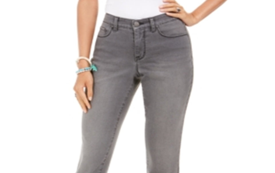 Style & Co Women's Bling Pocket Tummy Control Jeans Grey Size 14 Petite