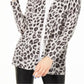 Charter Club Women's Animal Print Pure Cashmere Cardigan Gray Size Petite L