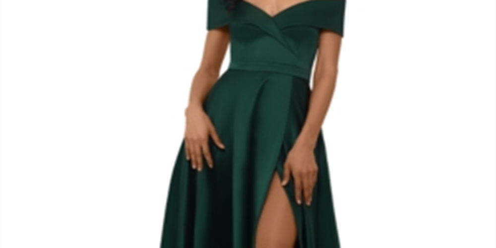 XSCAPE Women's Off the Shoulder Evening Dress Green Size 4