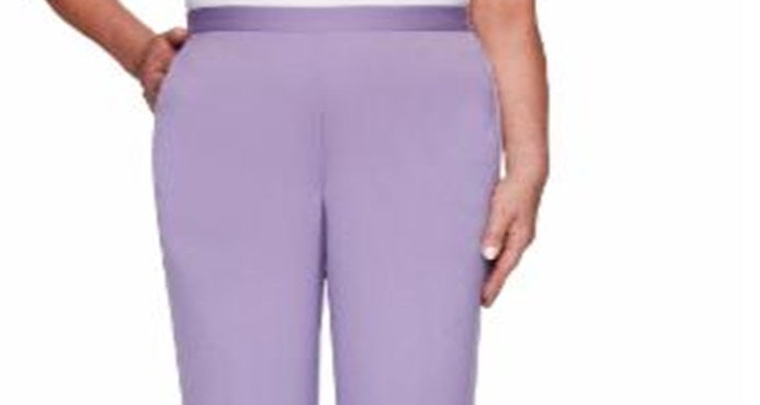 Alfred Dunner Women's Loire Valley Proportioned Pants Cotton Purple Size 10 Petite
