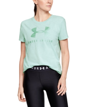 Under Armour Women's Graphic Sportstyle Classic Crew Top Green Size X-Small