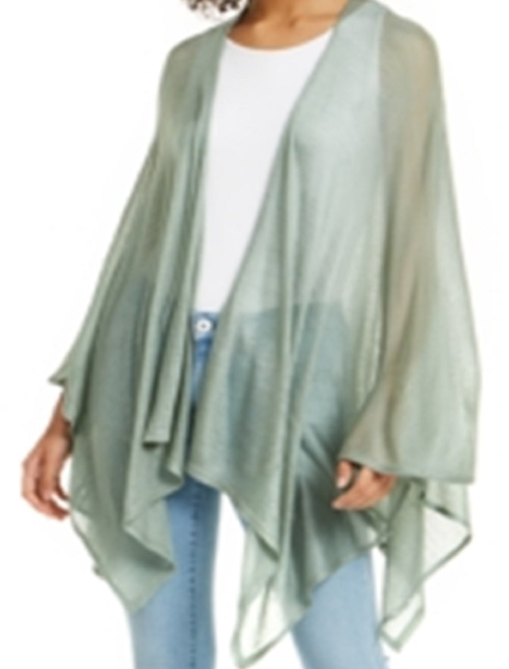 INC International Concepts Women's Knit Ruana Green Size Regular