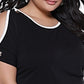 Belldini Women's Cold Shoulder Plus Blouse Black Size 3X