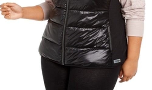 Calvin Klein Women's Performance Plus Printed Puffer Vest Black Size 1X