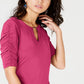 Thalia Sodi Women's Elbow Sleeve Keyhole Top Pink Size XX-Large