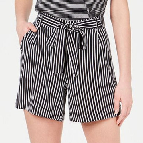Maison Jules Women's Tie Waist Pull on Shorts Black Size Medium