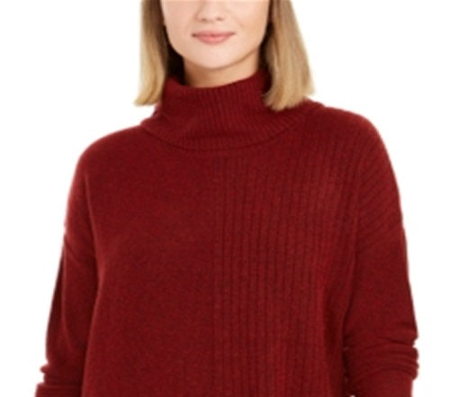 Style & Co Women's Ribbed Turtleneck Sweater Red Size Petite L