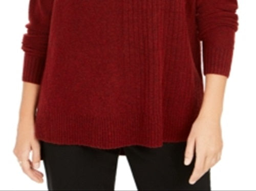Style & Co Women's Ribbed Turtleneck Sweater Red Size Petite L