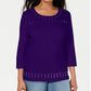 Karen Scott Women's Scoop Neck Studded Top Blue Size XXL