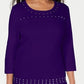 Karen Scott Women's Scoop Neck Studded Top Blue Size XXL