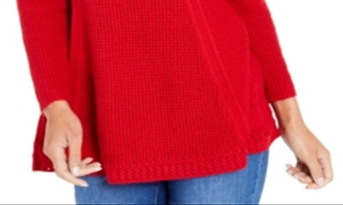Style & Co Women's Cowlneck Tunic Sweater Red Size Petite S