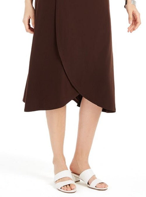JM Collection Women's Solid Tulip Hem Skirt Brown Size X-Small