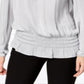 Alfani Women's Smocked Cold Shoulder Top Grey Size Petite Small