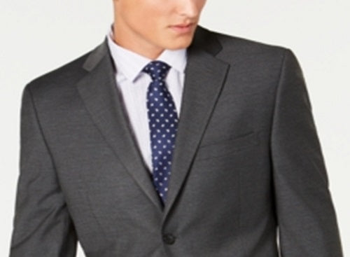 Alfani Men's Suit Jacket Slim Fit Plaid Stretch Performance Gray Size 40