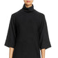Eileen Fisher Women's Wool Mock Neck MIDI Dress Black Size Large