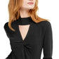 INC International Concepts Women's Mock Neck Keyhole Twist Sweater Black Size X-Small