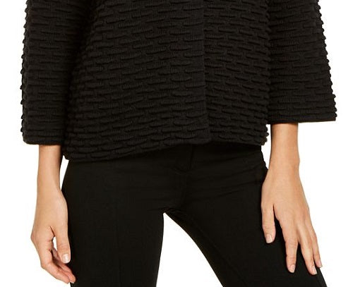 JM Collection Women's Two Button Textured Topper Black Size Petite S/M