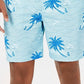 क्लब रूम पुरुषों के लिए क्विक ड्राई परफॉर्मेंस पाम प्रिंट 7 स्विम ट्रंक्स ब्लू