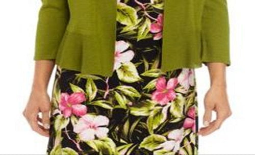 Kasper Women's Long Sleeve Open Cardigan Sweater Green Size Medium